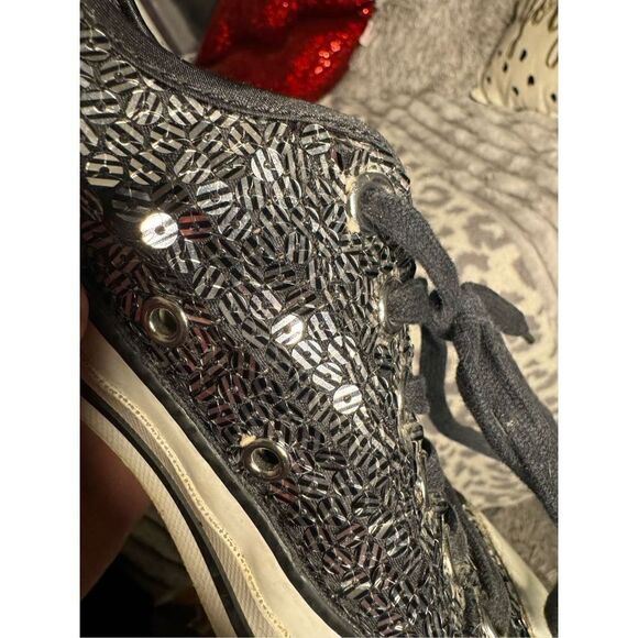 Converse w8.5 m6.5 sequin bling low top tennis sneakers trainers - Picture 6 of 9